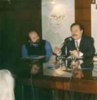 Con Álvaro Ojeda, en una de las reuniones como parte del homenaje a Marosa di Giorgio en la Biblioteca Nacional, realizado del 15 al 19 de agosto de 2005.